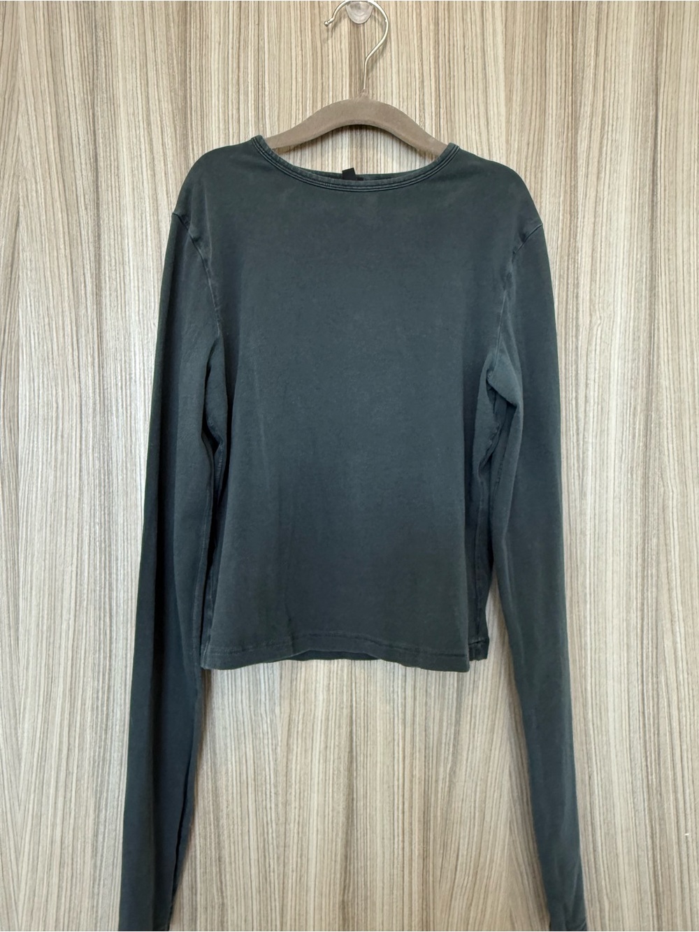 SKIMS Soft Lounge Long Sleeve Crewneck Top – Washed Charcoal / Slate - XS